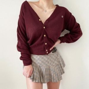 Christian Dior Vintage Maroon Oversized Cardigan